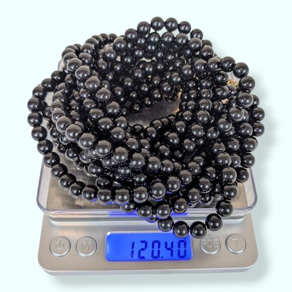 7-Strand Black Beaded Torsade Necklace - Picture 5 of 5